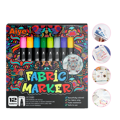 Pack of fabric markers for marking on textile, fast colour fixing at room temperature. 