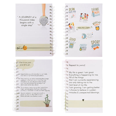 Open spiral-bound five-minute Journal