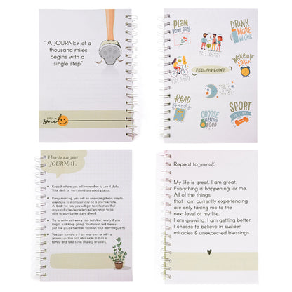 Open spiral-bound five-minute Journal