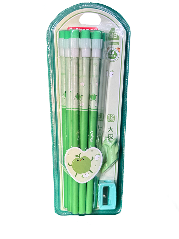 Get ready for school or the office with our charming "Green Apple" pencil set