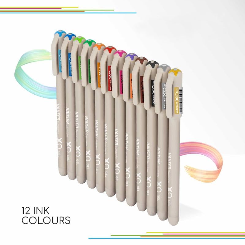 Set of Inox pens with 12 ink colors on a white background