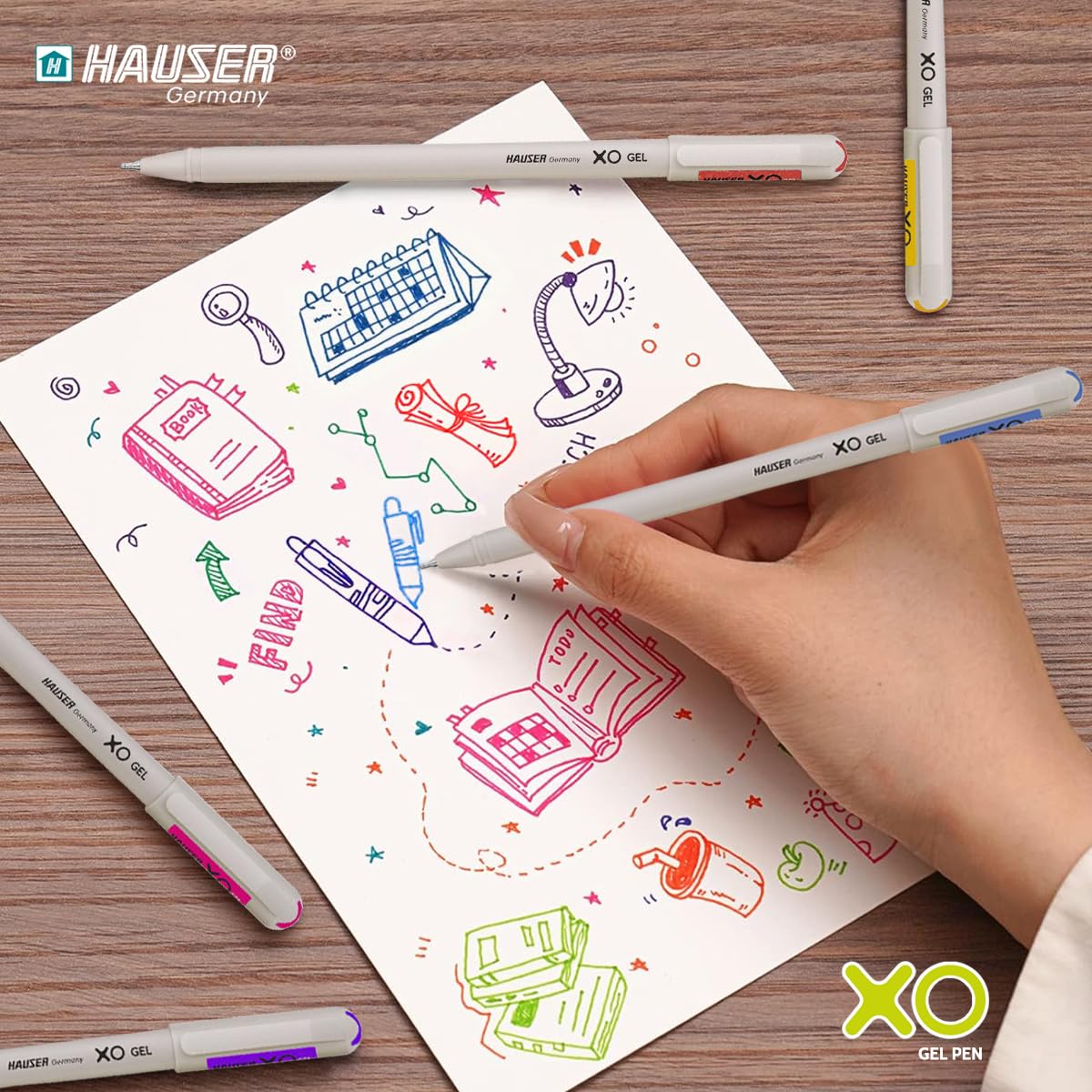 Hauser XO Multi-Colour Gel Pen 12 Shades