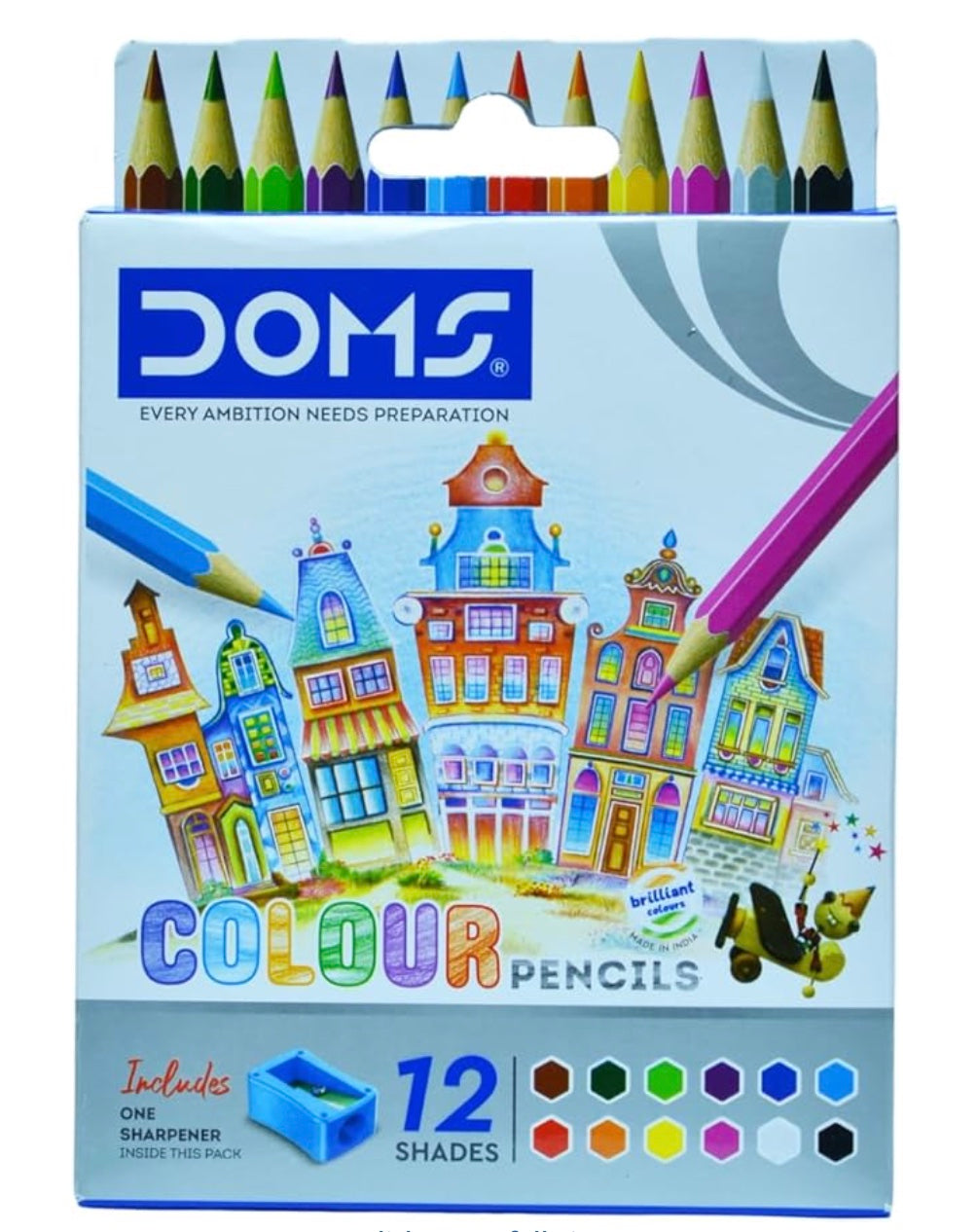 DOMS Pencil Colours 12 Shades 85mm