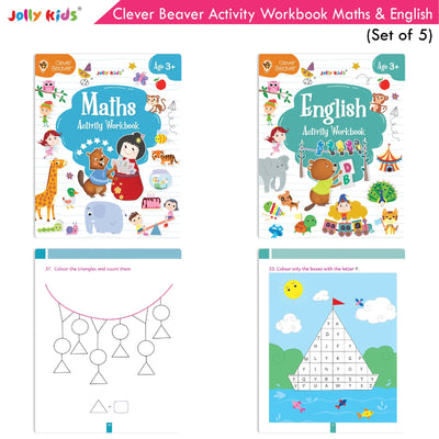 Math & English Activity Workbook for Age 3 in Bundle of 5 books
