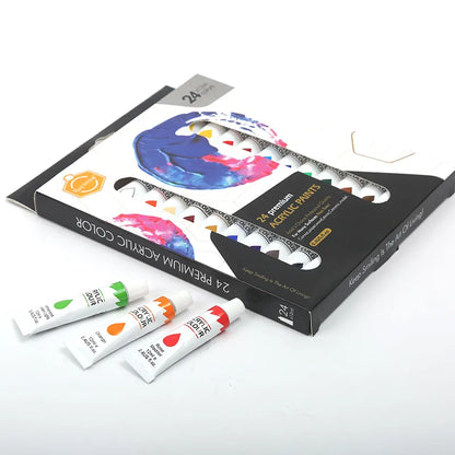 Keep Smiling - 24-Colours Acrylic Paint Set for Students & Artists (12mL Each)
