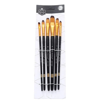 Keep Smiling 6pcs Black Matte Nylon Hair Flat Brush Set