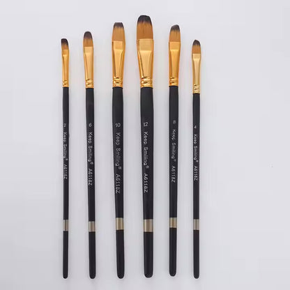 Keep Smiling 6pcs Black Matte Nylon Hair Flat Brush Set