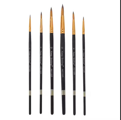 Keep Smiling 6pcs Black Matte Nylon Hair Round Brush Set