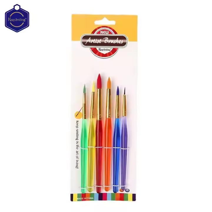 Keep Smiling 6pcs Nylon Round Paint Brush Set