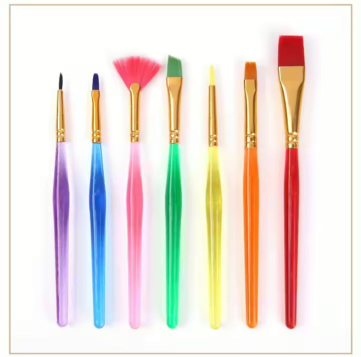 Keep Smiling 7pcs Nylon Flat Paint Brush Set
