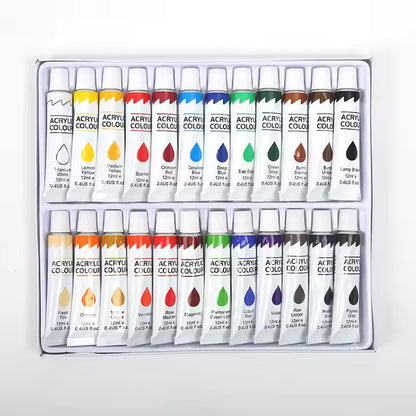 Keep Smiling - 24-Colours Acrylic Paint Set for Students & Artists (12mL Each)