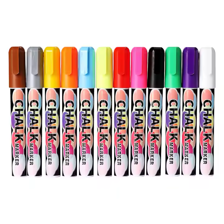 DoodleVerse Liquid Chalk Markers - 12 Vibrant Colours, 6mm Reversible Tip