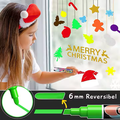DoodleVerse Liquid Chalk Markers - 12 Vibrant Colours, 6mm Reversible Tip