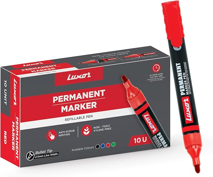 Red Permanent marker in 10 pack
