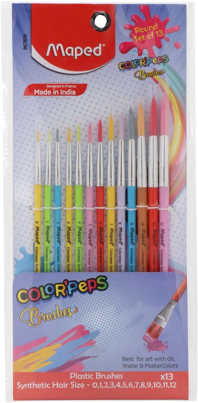 Maped Round Assorted Paint Brush 13 Pack