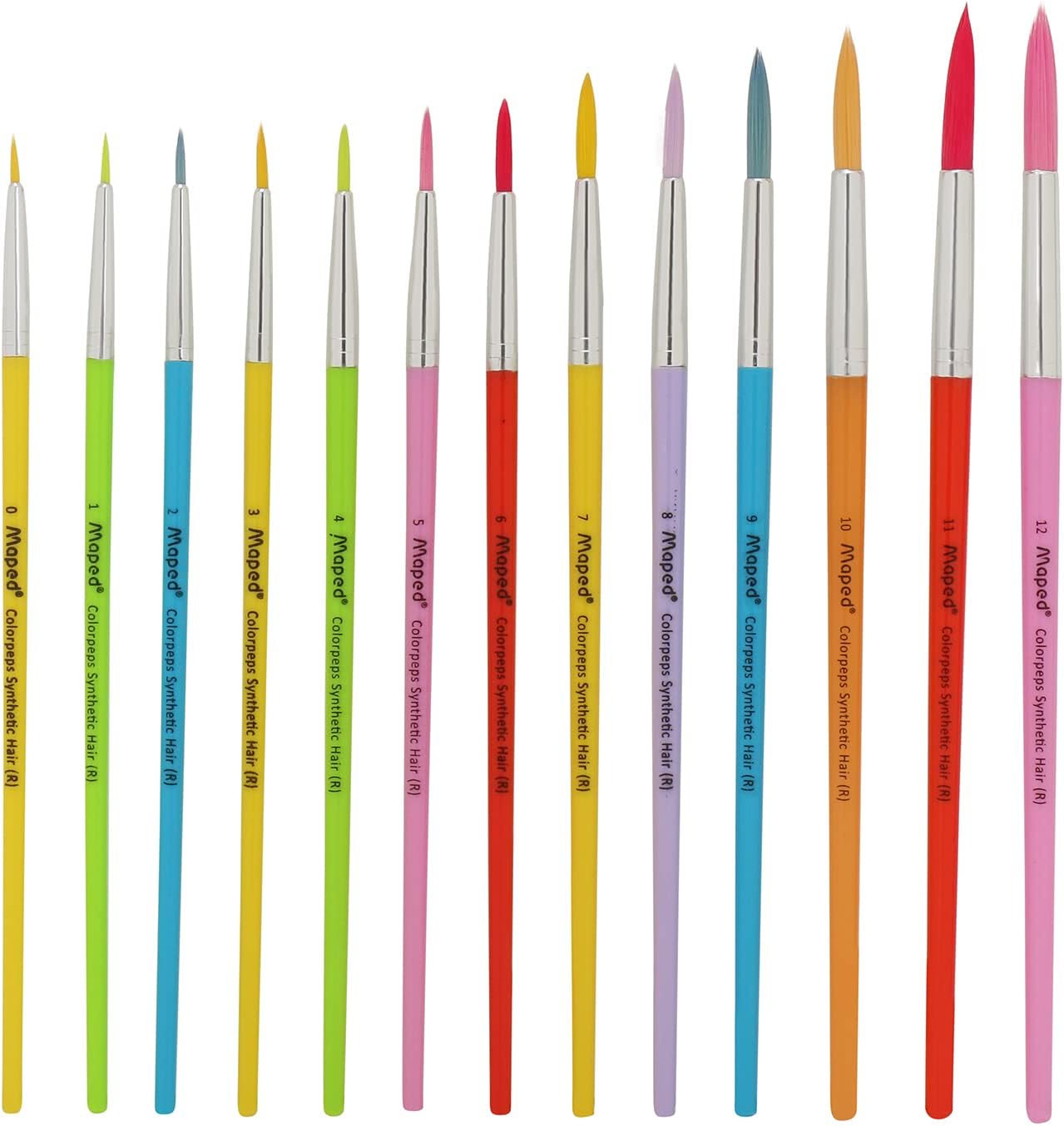 Set of colorful paintbrushes with rainbow handles on a white background