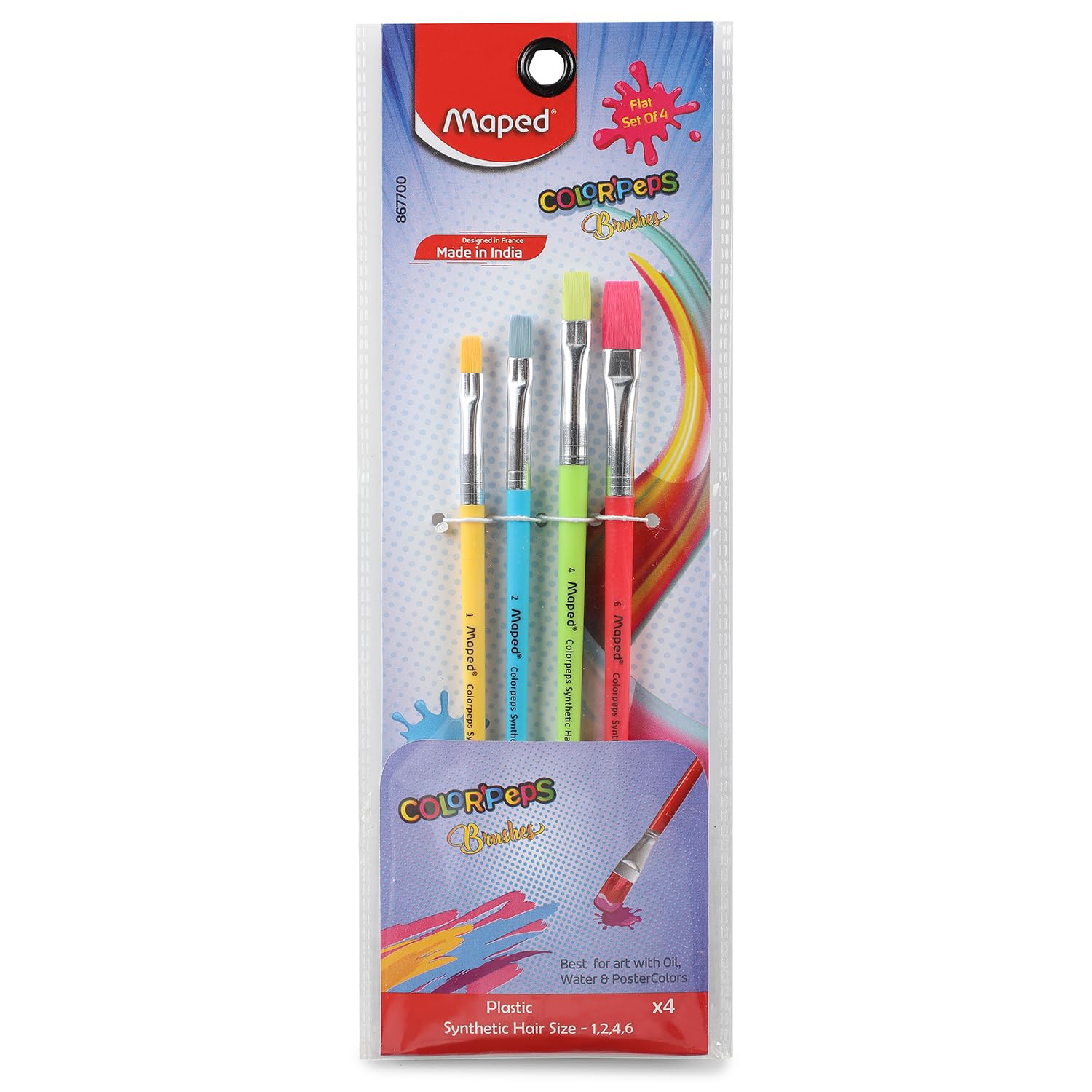 Maped Color Peps paintbrush set packaging with four brushes on a white background