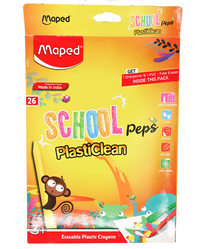 Maped School Peps PlastiClean Erasable Plastic Crayons - 26 Shades