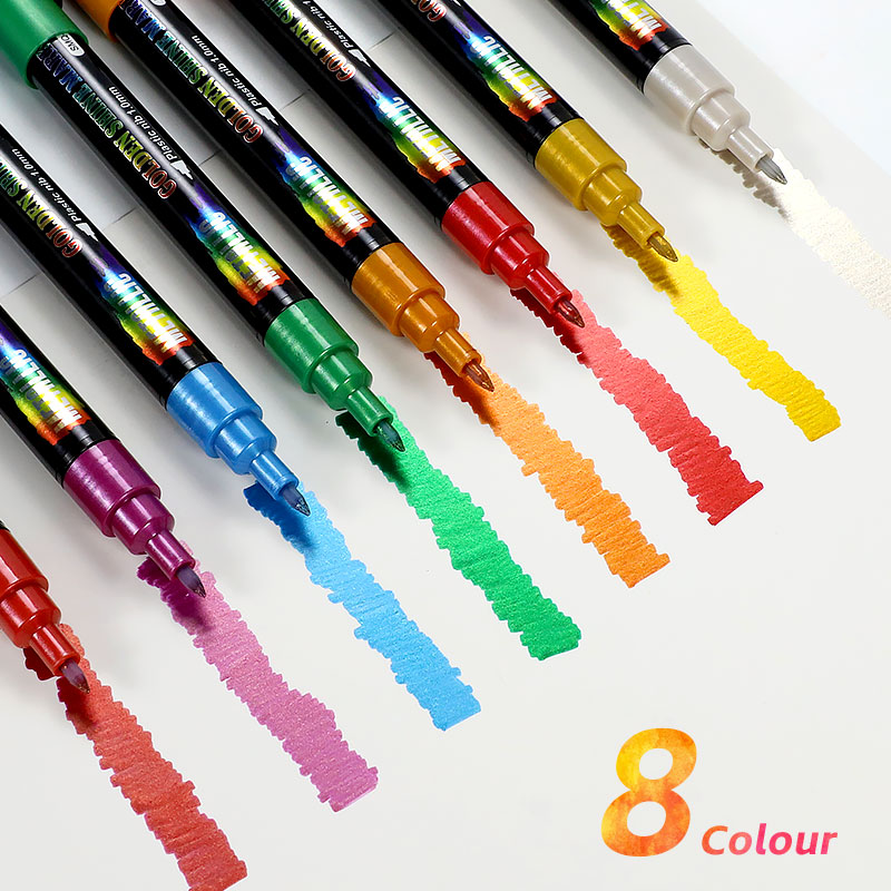 8 Colour Metallic Paint Markers for DIY Home Decor, Seasonal Crafts