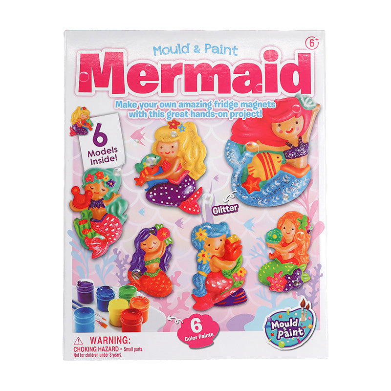 DIY Mermaid Mould & Paint Kit – Make 6 Glittery Fridge Magnets (Ages 6