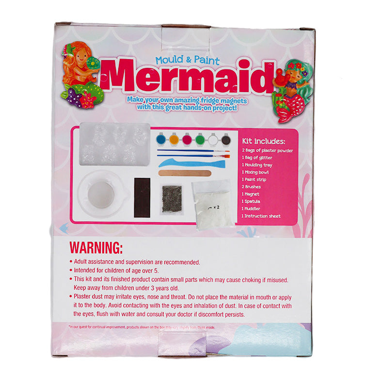 DIY Mermaid Mould & Paint Kit – Make 6 Glittery Fridge Magnets (Ages 6