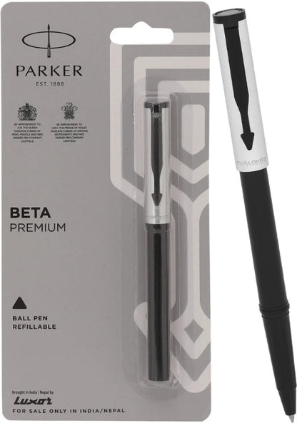 PARKER Beta Premium ballpoint pen in silver, showcasing the sleek, modern body and cap