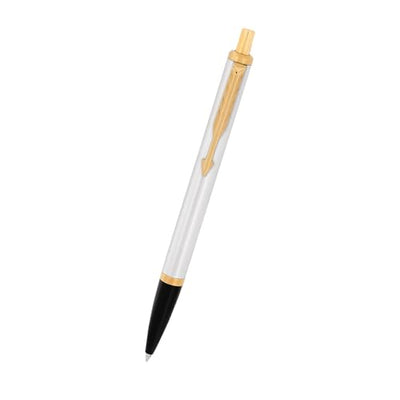 Close-up of Parker Latitude pen showing the iconic stainless steel arrow clip and sleek matte finish.