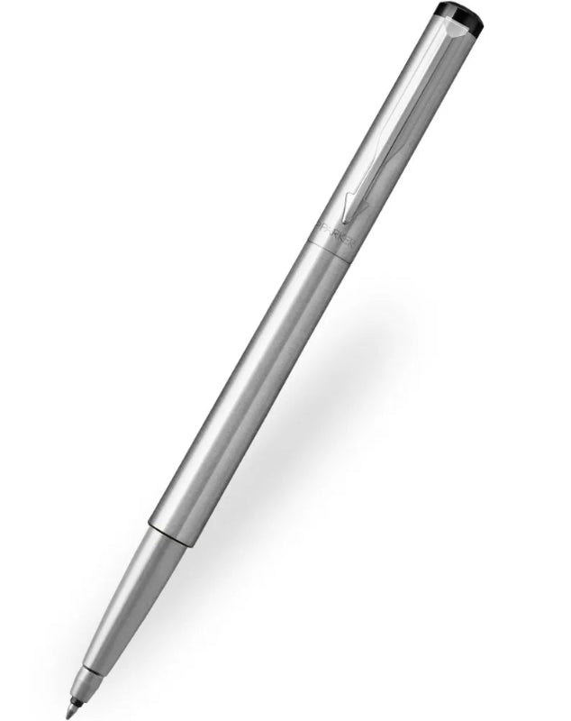 Smooth & stainless steel cap with a matching clip. Consistent & blue ink flow