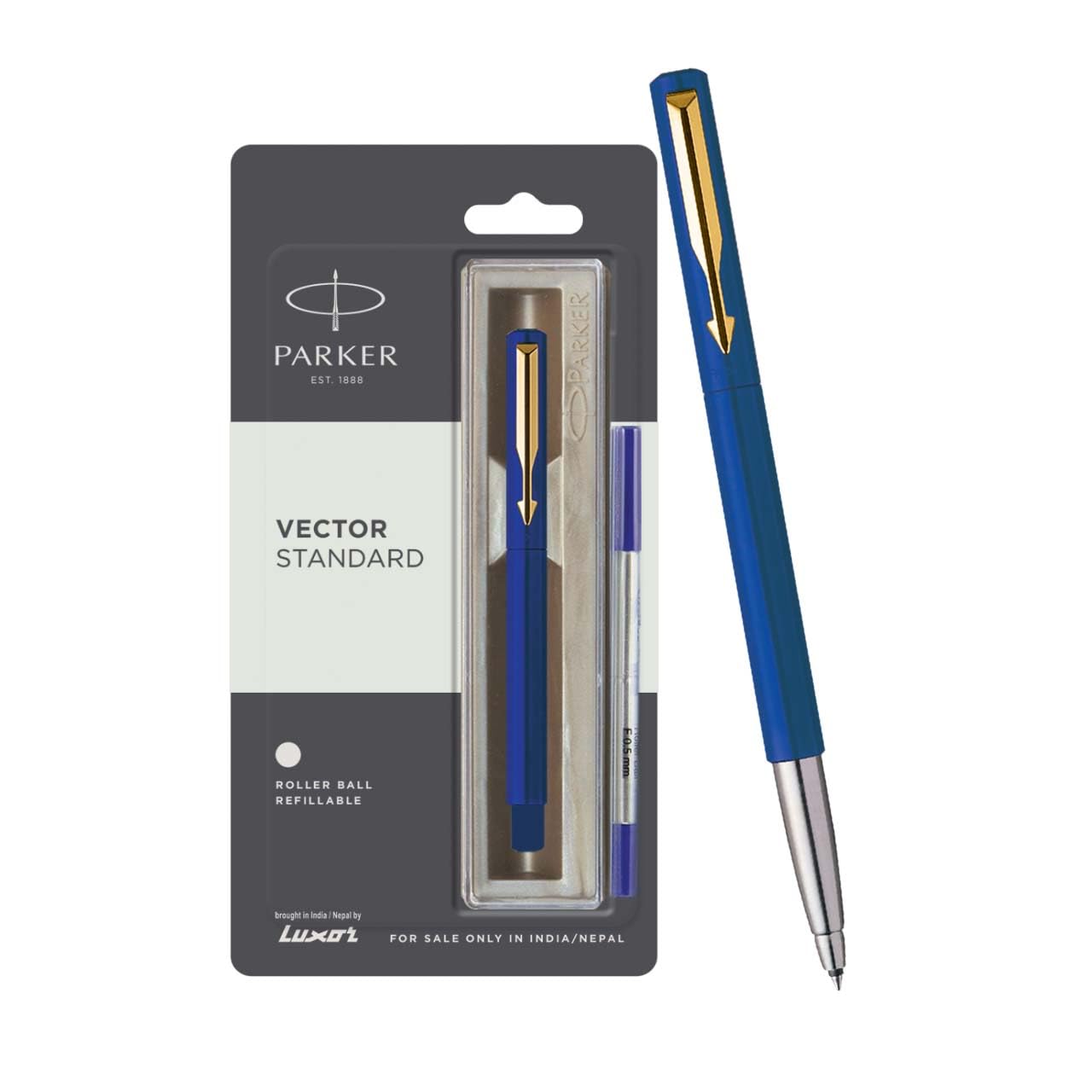 Parker Vector Standard rollerball blue pen with free refill 