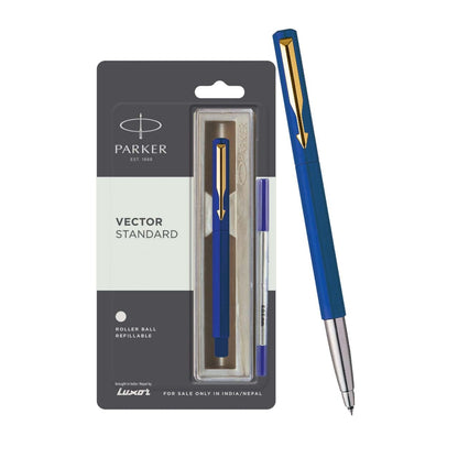 Parker Vector Standard rollerball blue pen with free refill 