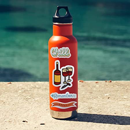 Water bottle with stickers