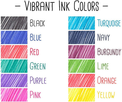 Pilot Pen Colour swatches of vibrant ink colours available for sale on DoodleVerse