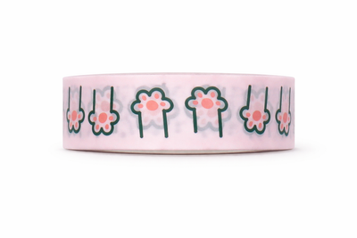 Roll of pink tape with  floral hand pattern. Best for planners and journal decoration
