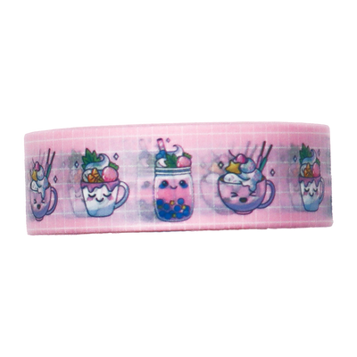 Shop for this adorable pink washi tape featuring a cute pattern of cartoon milkshakes and sweet drinks.