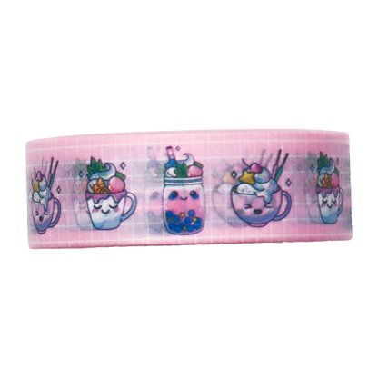 Shop for this adorable pink washi tape featuring a cute pattern of cartoon milkshakes and sweet drinks.