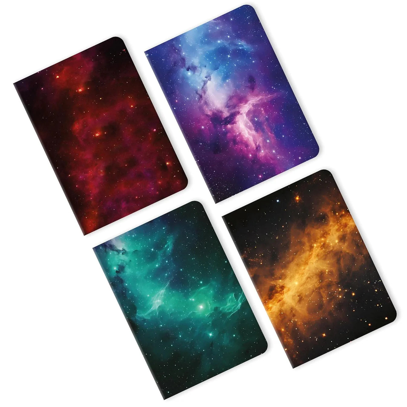 A5 Ruled Galaxy Notebooks - Set of 4 Celestial Journals for Gifting & Everyday Use - Journals