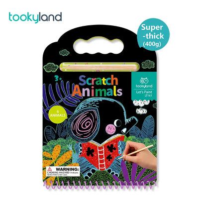 Scratch Animals Art Set with Wooden Stylus