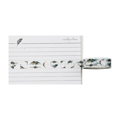 Shop for this elegant washi tape featuring rustic floral wreaths and frames with a watercolor effect.