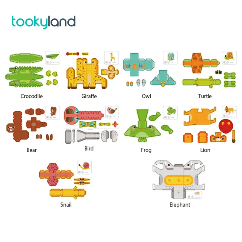 Tookyland 3D Origami Animals Paper Craft Kit 