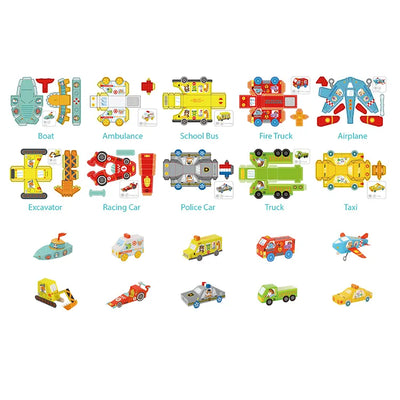 Tookyland 3D Origami Transportation Paper Craft Kit showing different vehicles