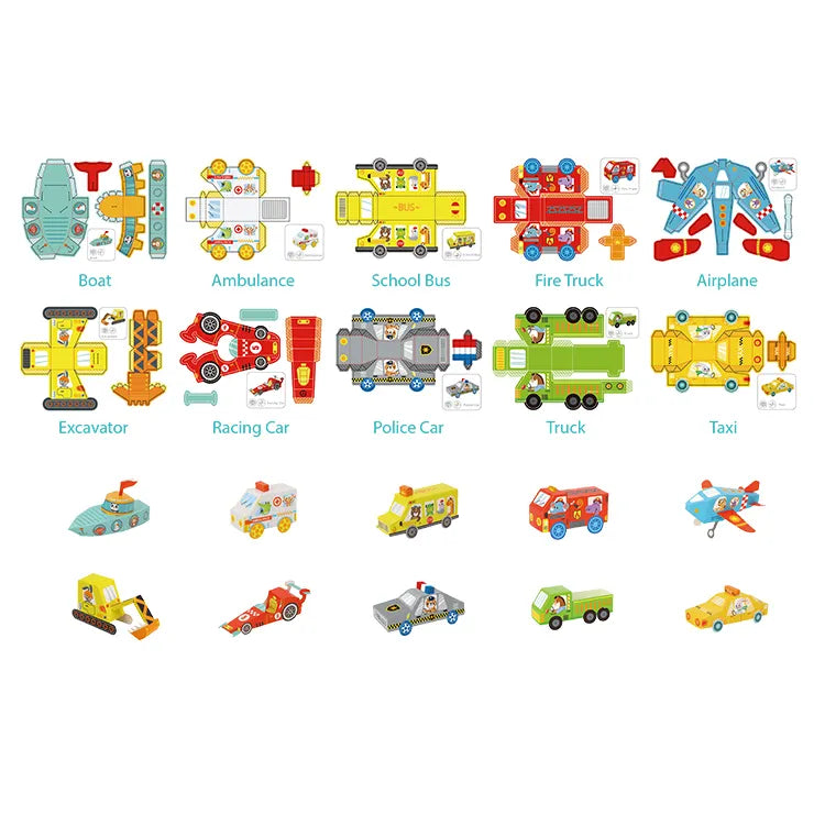 Tookyland 3D Origami Transportations Paper Craft Kit