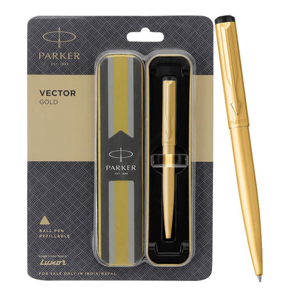 Parker Vector Gold Ball Pen with blue ink and gold-plated finish