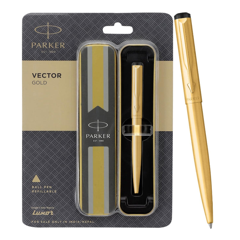 Parker Vector Gold Ball Pen with blue ink and gold-plated finish