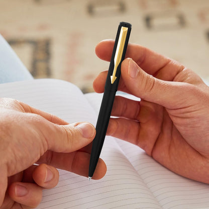 Parker Pen Vector Matte Black Gold Trim Rollerball Pen