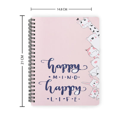 Happy Mind Happy Life Dotted A5 Wiro Journal - Journals