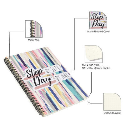 Step By Step Day By Day Dotted A5 Wiro Journal - Journals