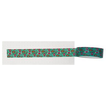 Crown and Heart Green Washi Tape