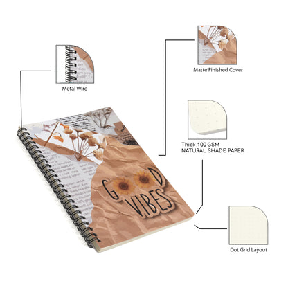 Good Vibes Dotted A5 Wiro Journal - Journals