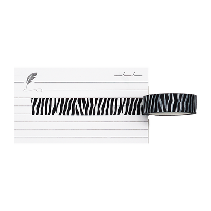 washi tape with bold Zebra Stripe Design: A classic, repeating pattern of black and white animal print stripes.