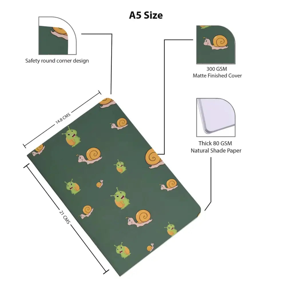 A5 Cute Creatures Notebooks - Set of 4 Unruled Notebooks for Everyone - Notebook